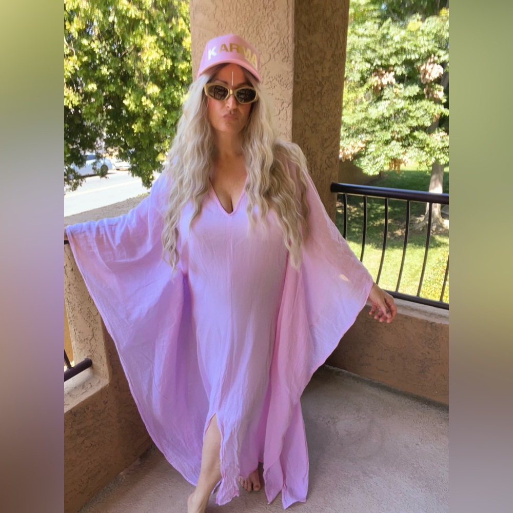 FAHHHHHBULOUS PINK COTTON SLIT FRONT NATURAL PINK KAFTAN!!